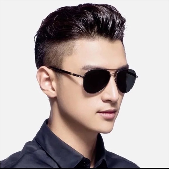 Mens Metal Aviator Sunglasses Gunmetal Gray Frames Polarized Lenses New - Picture 7 of 8